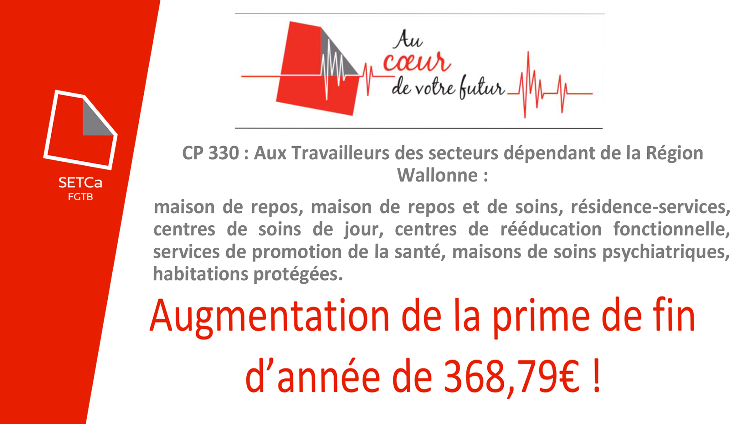 Cp 330 Augmentation De La Prime De Fin D Annee Setca Mons